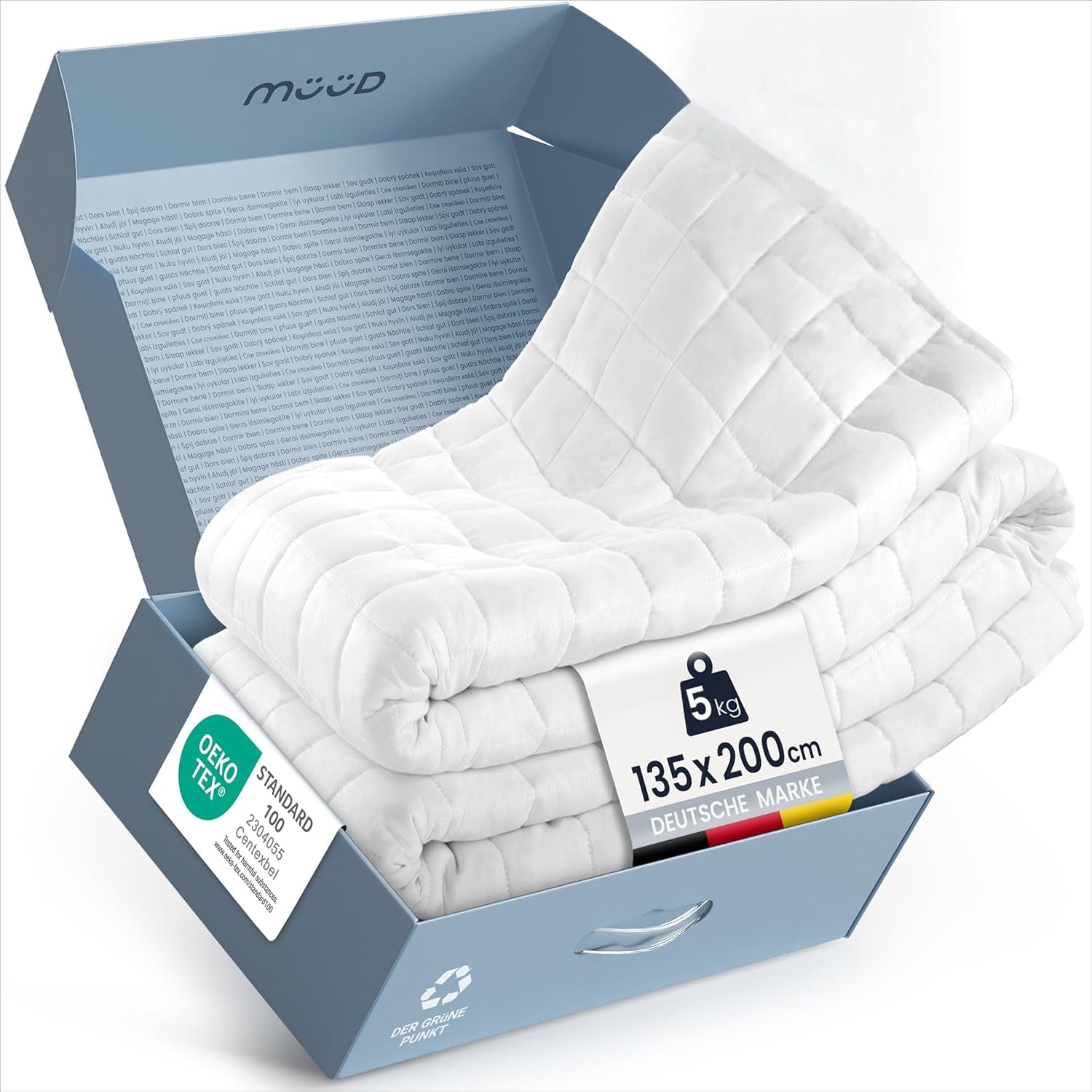 7 kg Therapiedecke I 135X200Cm I Für erholsamen Schlaf I Hochwertige Gewichtsdecke aus atmungsaktiver Baumwolle I Stressabbauend und therapeutisch - Inklusive Packbox mit Tragegriff Betten und Decken Besuche den mÃ¼Ã¼d-Store 135 X 200 Cm 5 Kilogramm