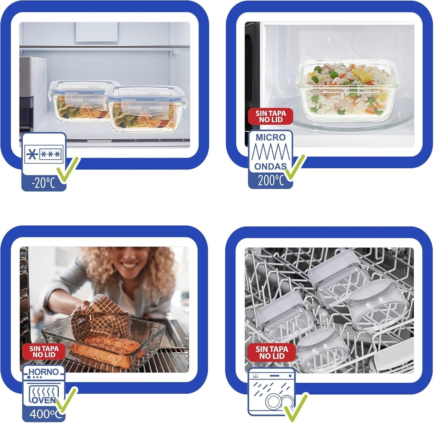 Max Home 8er-Pack luftdichte Glasbehälter, Mikrowellen-Lunchbox aus Glas, wiederverschließbare Lebensmittelbehälter, 550 ml, transparente Deckel, Lebensmittelbehälter (16538), Aufbewahrungsboxen für Lebensmittel, Naty Shop