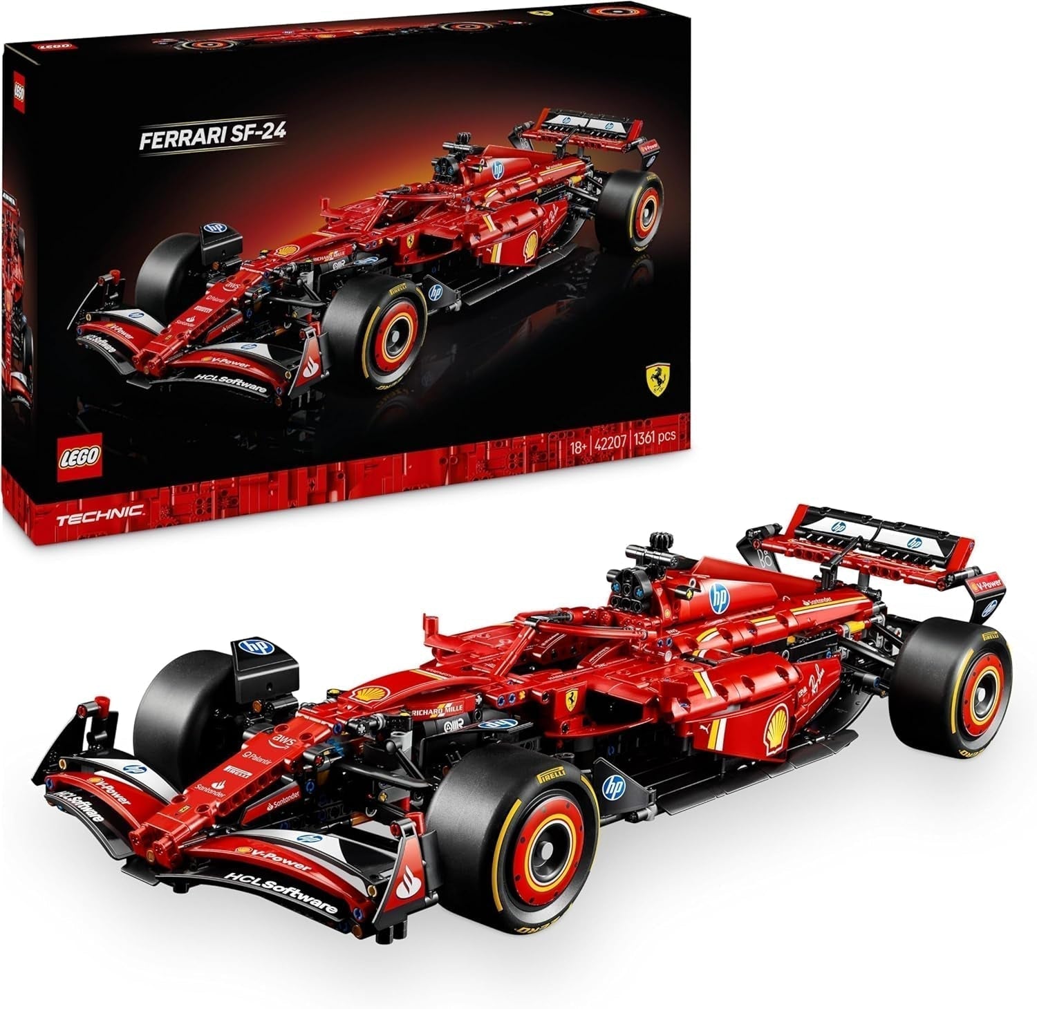 LEGO Technic Ferrari SF-24 F1 Rennwagen – Modellauto für Erwachsene – Formel-1-Sammelset – V6-Motor, Getriebe, Lenkung und DRS im Maßstab 1:8 – Geschenk für Fans von Motorsport und Rennwagen 42207 Bausätze Beuche den LEGO-Store Standardtitel