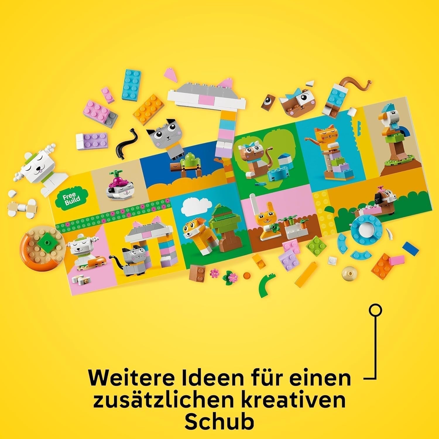 LEGO Classic Creative Animals, Box mit bunten Steinen, Baustein-Tierfiguren wie Hund, Katze, Hase, Hamster und Vogel, Konstruktionsspielzeug für Jungen und Mädchen ab 5 Jahren 11034 Bausets Besuchen Sie den LEGO-Store