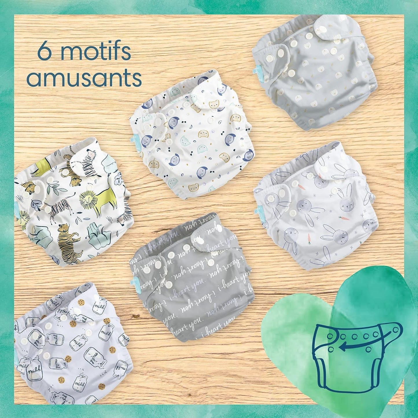 Pampers – Harmony Hybrid Starter Pack, 3 waschbare Windeln + 25 Einweg-Oberschichten – 1 Packung