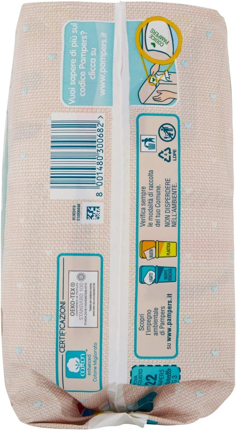 Pampers Naturello Midi, 22 Windeln, Größe 3 (4-9 kg)