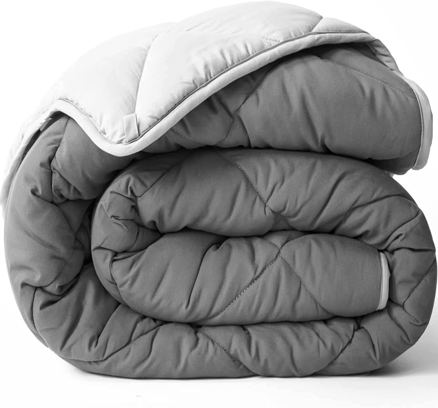 All Seasons Twin/Twin XL Daunen-Wende-Alternative-Bettdecke – atmungsaktiv, extra lang, hochwertige, weiche Mikrofaser – grauer Bettbezug-Einsatz Steppdecken und Steppdecken Naty Shop Hellgrau/Dunkelgrau Twin/Twin XL