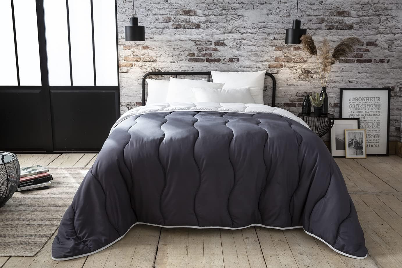 Abeil Steppdecke 200 x 200 cm, zweifarbig, weiß und grau Steppdecken und Steppdecken Naty Shop