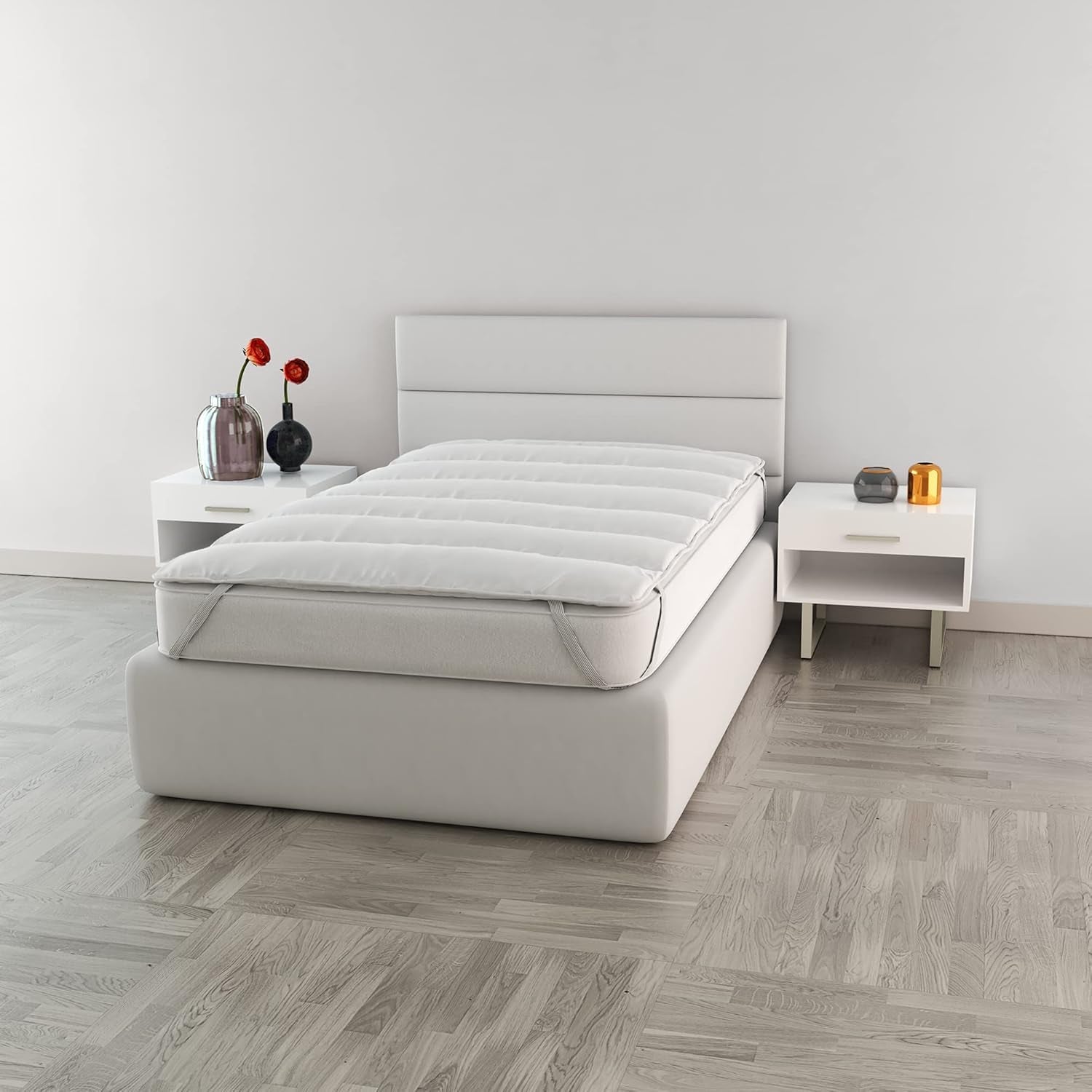 Italienische Bettwäsche, eleganter gesteppter Topper, weiß, Doppelbettdecken und Steppdecken Naty Shop 120 x 195