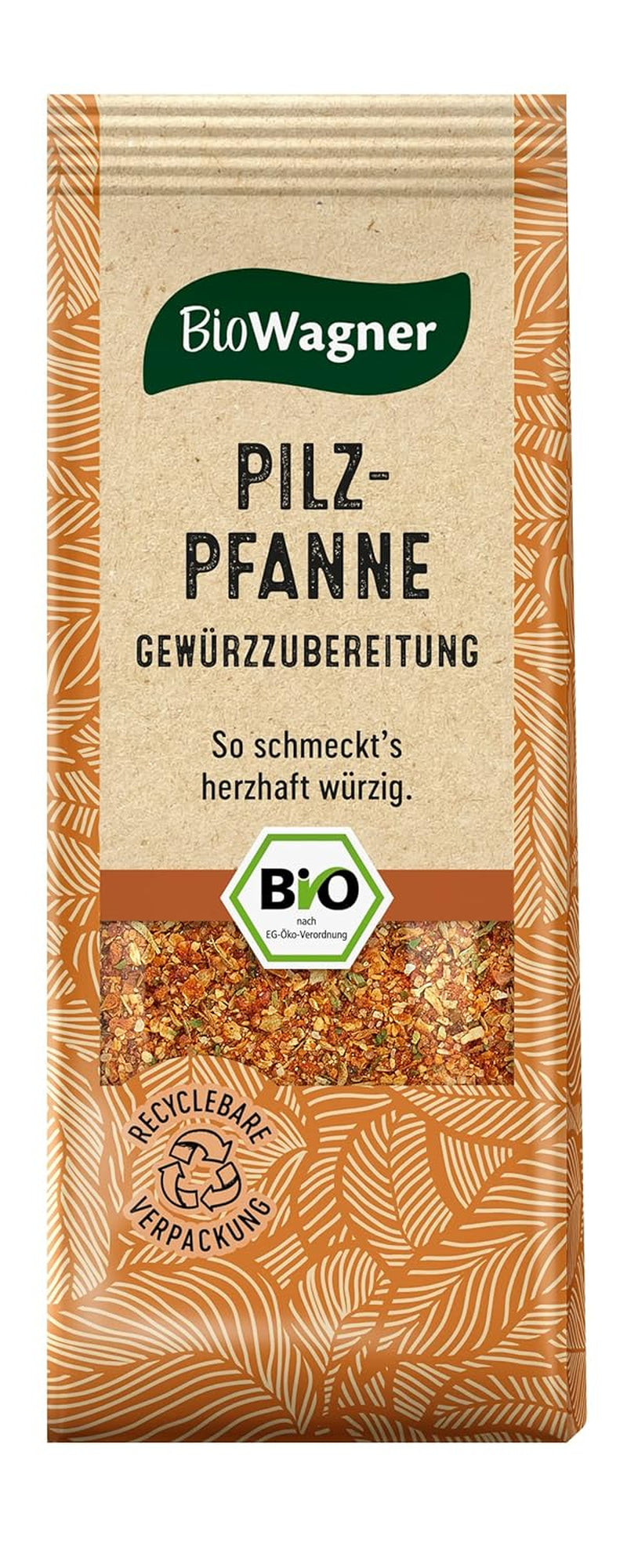 BioWagner - Bio Pilzpfanne Gewürzzubereitung | intensiv-pikanter Geschmack | naturbelassene Bio-Zutaten | recycelbare Verpackung | 60 g