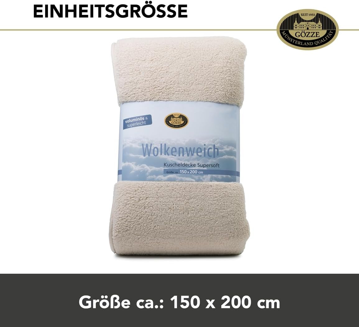 Gözze - Cloud weiche Kuscheldecke, Schaffellimitat, 100 % Polyester (Mikrofaser), 150 x 200 cm - Camel Bettdecken und Steppdecken Naty Shop
