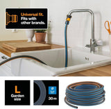Fiskars L Wasserschlauch, UV-Schutz, druckgeprüft, Torsionssteifigkeit Level 4 (von 5), 30 m, Ø 1,3 cm (1/2"), 4,2 kg, Schwarz/Orange/Blau, 1027105