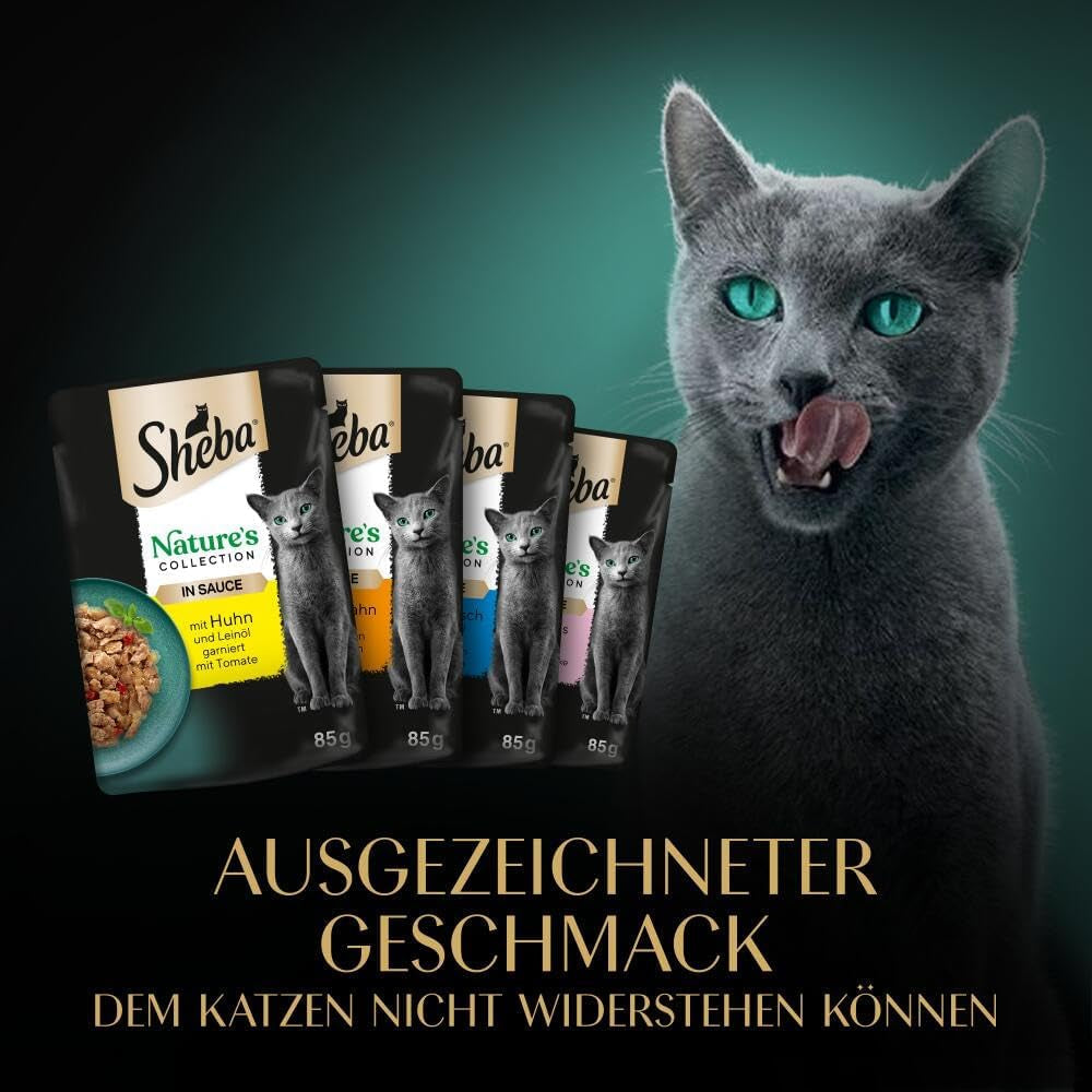 SHEBA Nature's Collection in Gravy – Hochwertiges Nassfutter für Katzen, feine Sorte (MSC) in Portionsbeuteln – 72 x 85 g