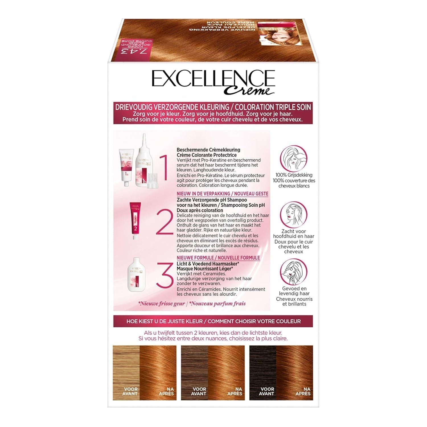 Paris Excellence Creme 7.43 Haarfarbe Rot – Haarfarbe (Rot, Blond Cuuvré Gold, Belgien, 63 mm, 100 mm, 163 mm) Naty Shop Haarfärbemittel