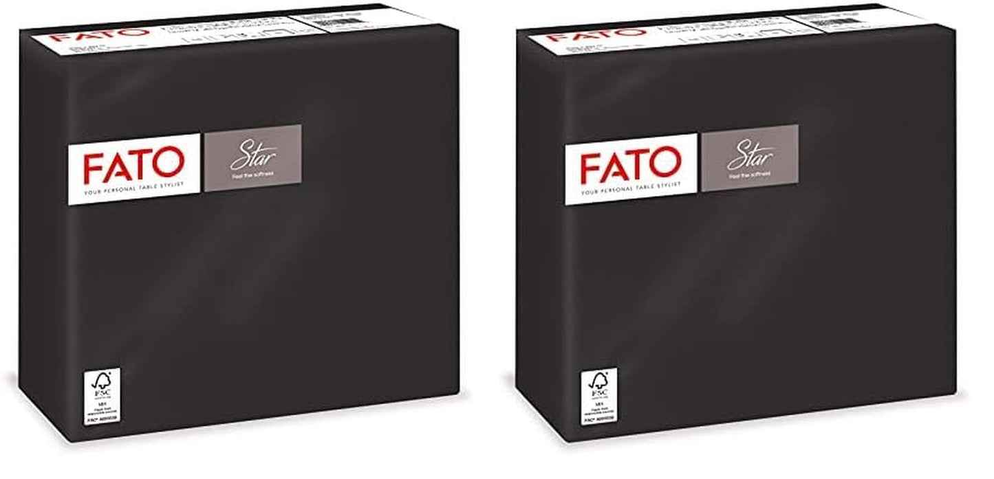Weichheit und Weichheit, Einweg-Papiertücher, 40 Stück, Taschentücher, Größe 38 x 38, gefaltet, 4, 2-lagig, schwarze Farbe, 100 % reines Zellulosepapier, FSC-zertifiziert (2 Stück)