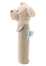 Sterntaler Baby-Quietscher Glückshund – Babyspielzeug aus weichem, flauschigem Material mit Kordel – Fangspielzeug für Kinder – Erste Fang- und Spielversuche, grau-beige Bebe Toys Naty Shop