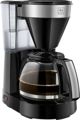 Melitta Easy Top – Espressomaschine mit Filter und Glaskaraffe, für bis zu 10 Kaffeetassen, Schwarz/Edelstahl