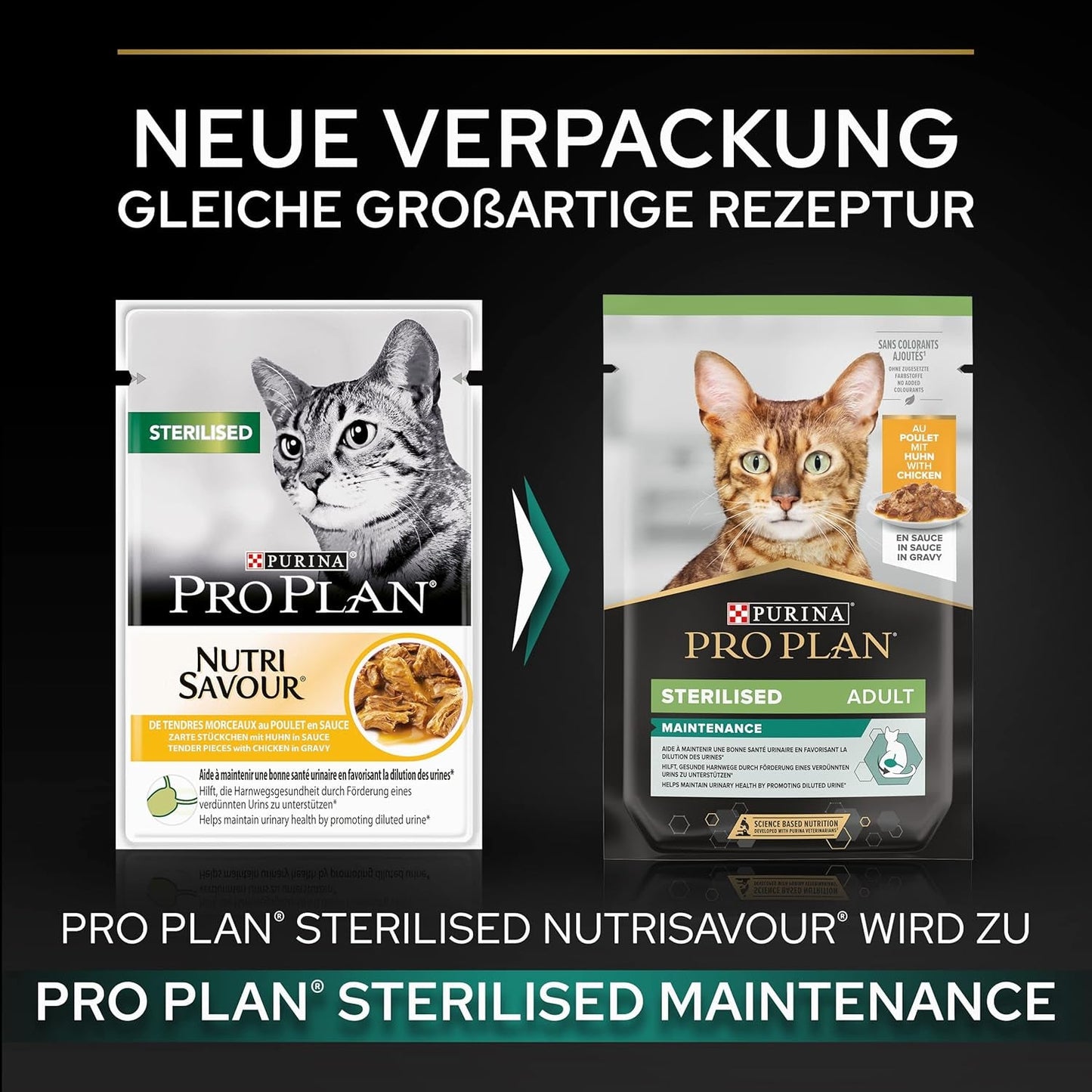 Pro Plan sterilisiertes Nassfutter für ausgewachsene Katzen mit Küken, 26er Packung (26 x 85g)