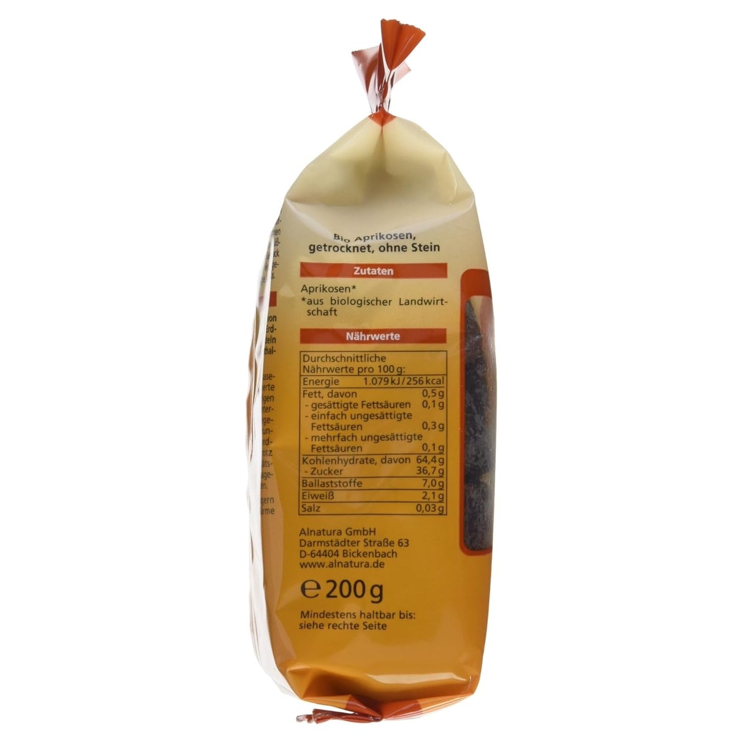 Getrocknete Bio-Aprikosen, kernlos, 200 g Naty Shop dehydrierte Produkte