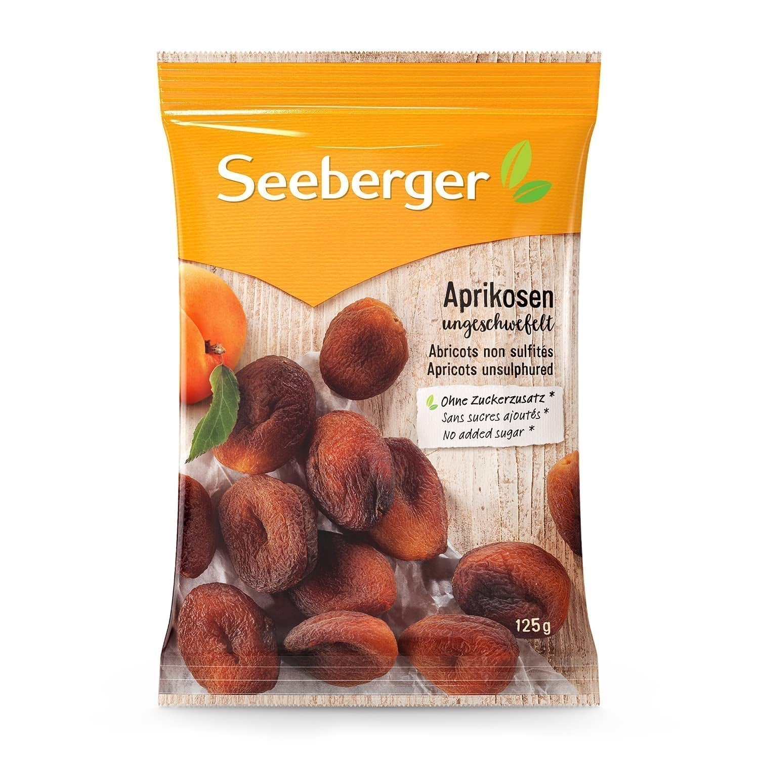 Seeberger Ungeschwefelte Aprikosen: Unbehandelte getrocknete Aprikosen mit süßem, fruchtigem Geschmack – ohne Zuckerzusatz – kernlos, vegan (1 x 125 g) Naty Shop Dehydrierte Produkte 125 g (1 Packung)