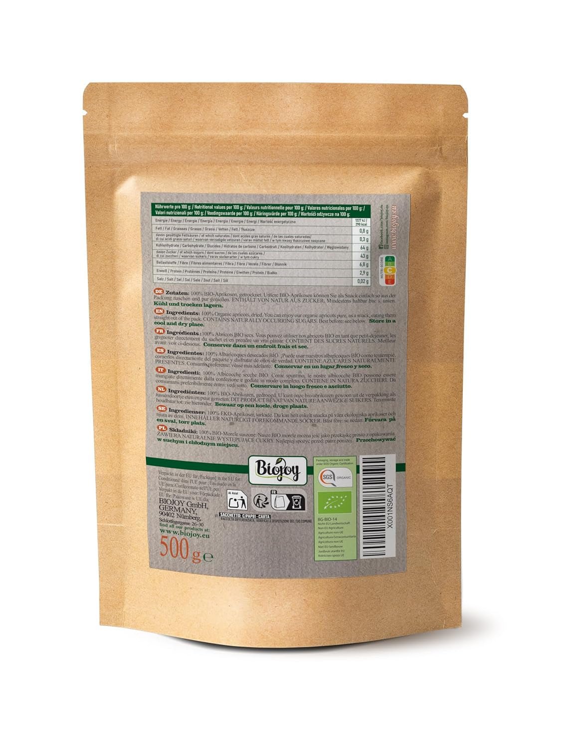 Biojoy getrocknete Aprikosen (500 g), ungeschwefelt Dehydrierte Produkte Mein Shop