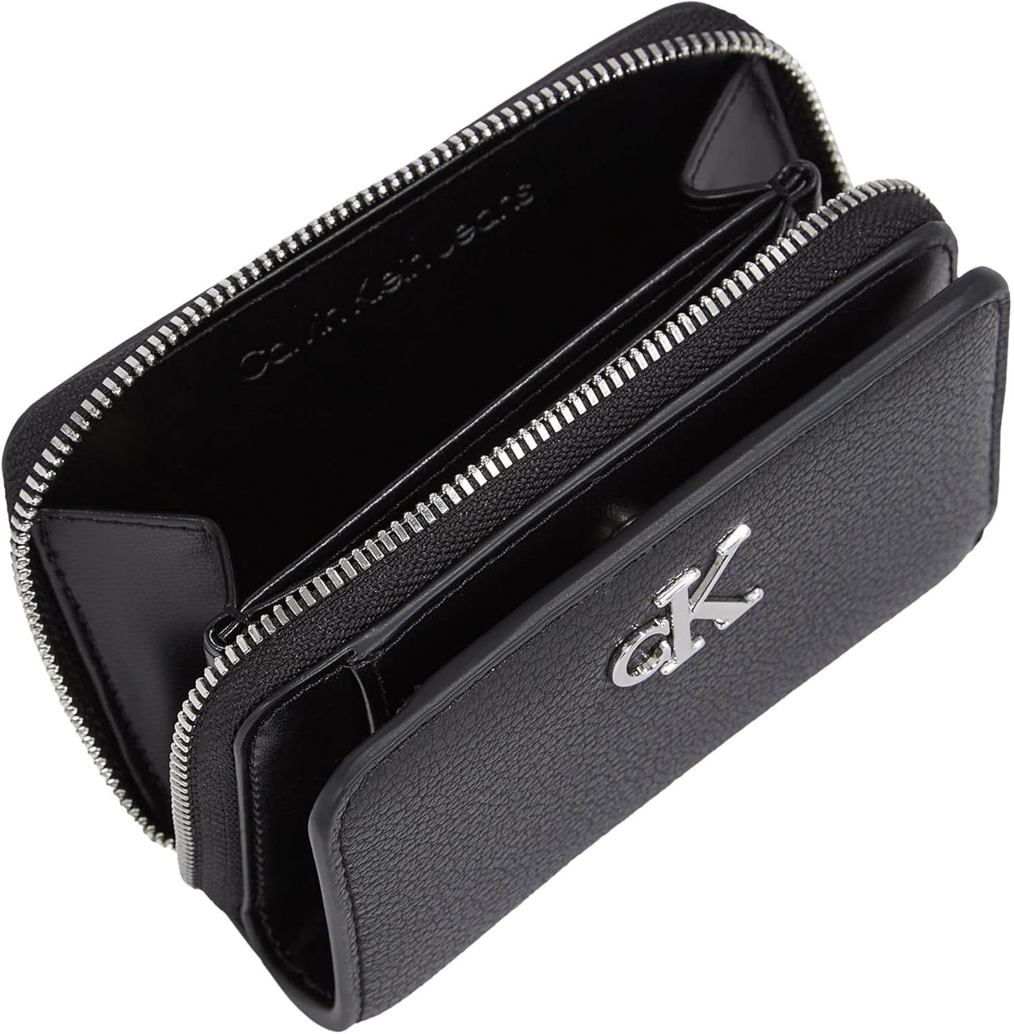 Calvin Klein Damen Minimal Monogram Zip Around Klein Portemonnaie, Schwarz (Schwarz), Einheitsgröße Naty Shop Damen Portemonnaie