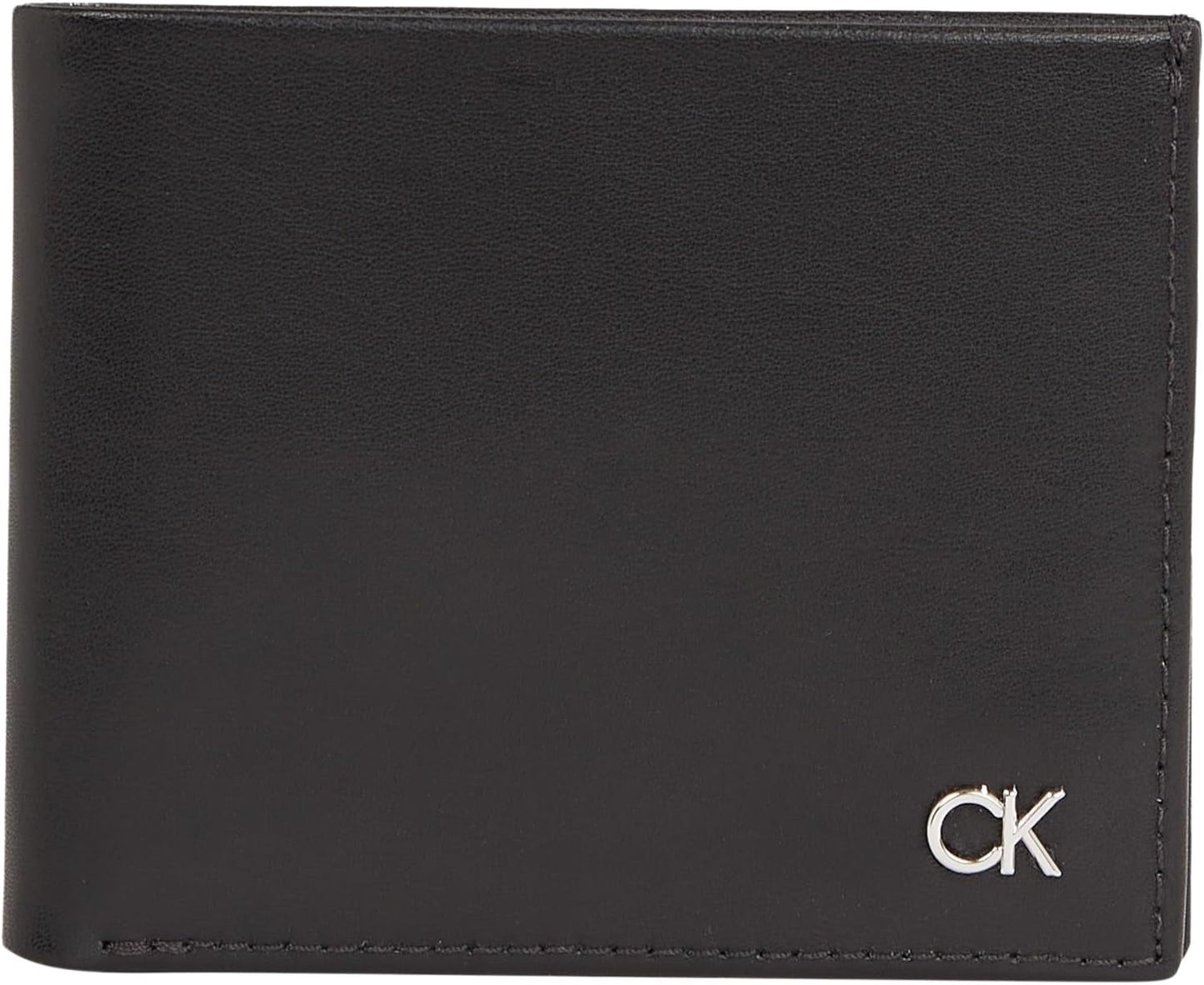 Calvin Klein METAL CK BIFOLD 6CC W/BILL Herren-Geldbörse, Schwarz (Ck Black), OS Herren-Geldbörse Naty Shop Default Title
