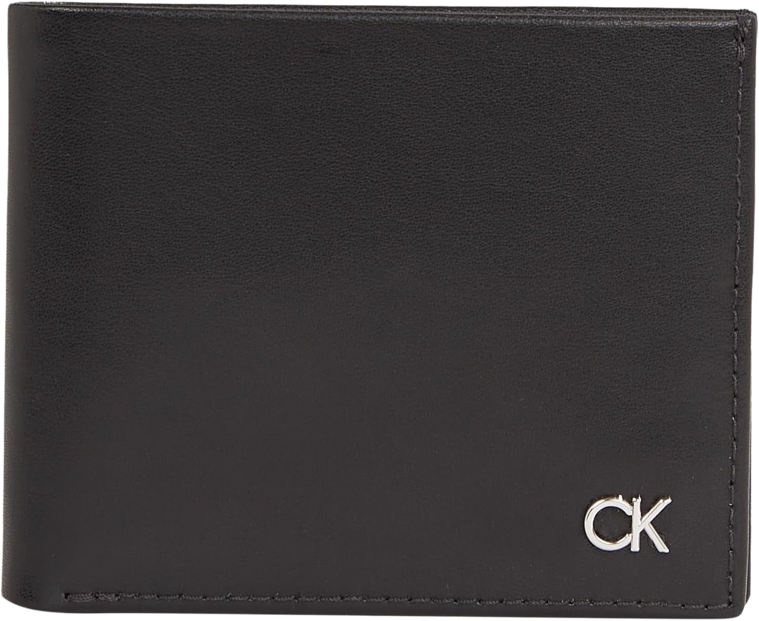 Calvin Klein METAL CK BIFOLD 6CC W/BILL Herren-Geldbörse, Schwarz (Ck Black), OS Herren-Geldbörse Naty Shop Default Title