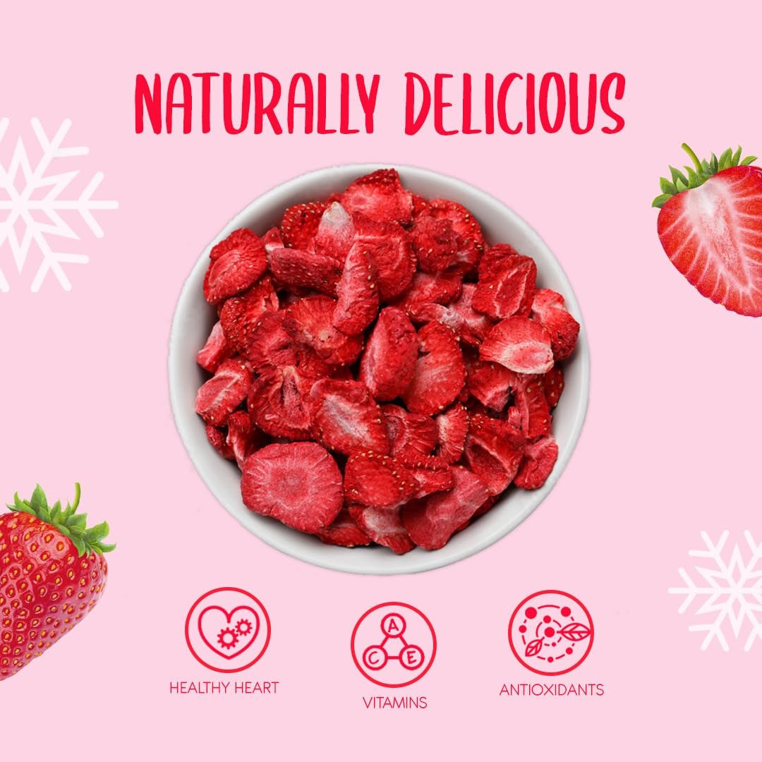 Gefriergetrocknete Erdbeeren 150g - Gefriergetrocknete Erdbeerscheiben - Gefriergetrocknete Trockenfrüchte - Getrocknete Erdbeerfrüchte - Perfekt zum Backen, Dekorieren, Snacks, Müsli, Desserts. Dehydrierte Produkte Naty Shop