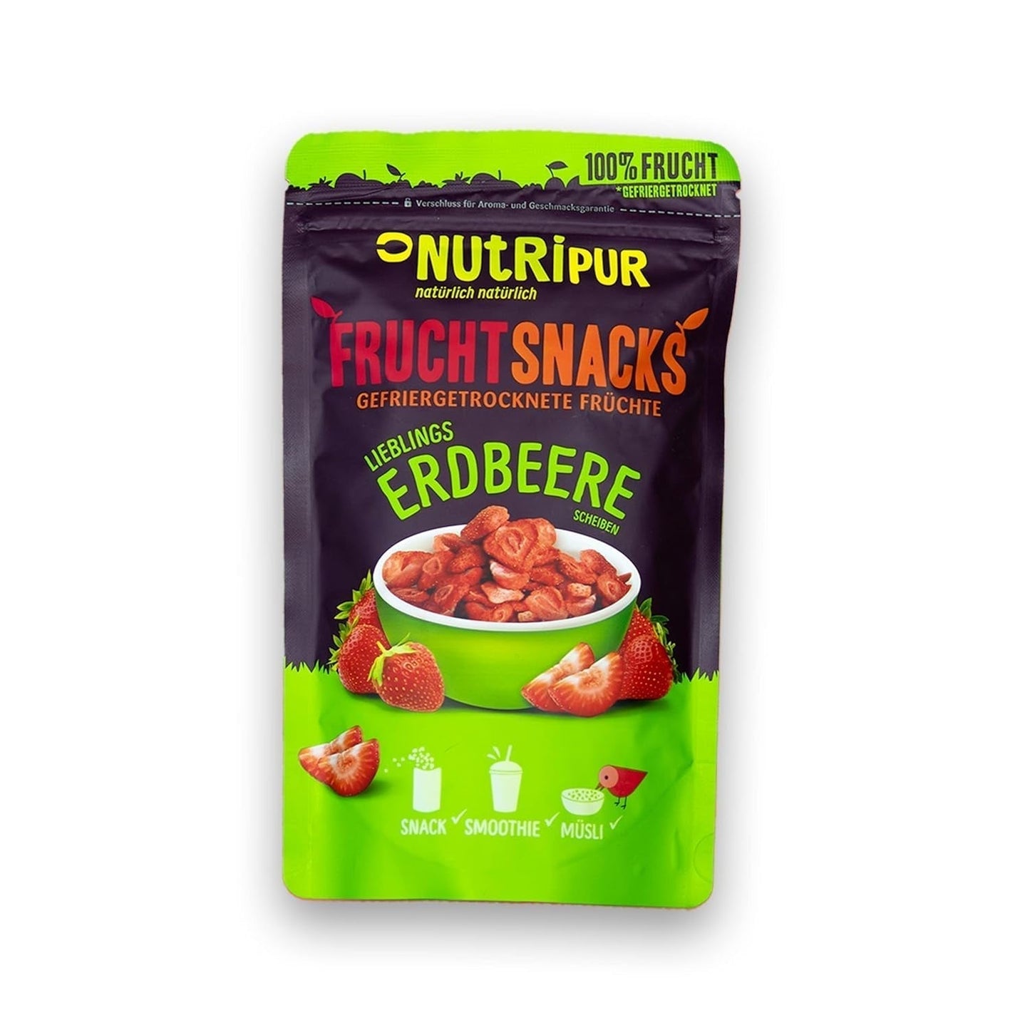 Gefriergetrocknete Erdbeeren 300 g: Scheiben ungesüßter getrockneter Erdbeeren – Gefriergetrocknete Erdbeeren mit reiner Frucht, voller Geschmack: gefriergetrocknete Beeren – Trockenfrüchte NUTRIPUR Dehydrierte Produkte Naty Shop 70 g (1 Packung) Erdbeeren