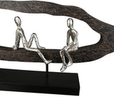 Casablanca modernes Design GILDE Deko Skulptur Figur - Best Friends - Hang Out Silber, Holz/Aluminium - Breite 75 cm Statuetten und Skulpturen Naty Shop