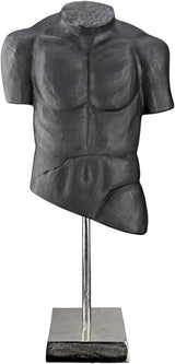 Casablanca große Dekoskulptur – runde Aluminium-Holzskulptur Farbe: Natursilber – Wohnzimmerdekoration Geburtstagsgeschenk Höhe 46 cm Statuetten und Skulpturen Naty Shop Anthrazit Höhe 55 cm