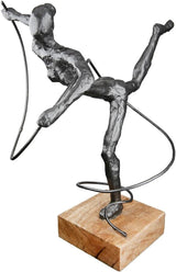 Casablanca große Dekoskulptur – runde Aluminium-Holzskulptur Farbe: Natursilber – Wohnzimmerdekoration Geburtstagsgeschenk Höhe 46 cm Statuetten und Skulpturen Naty Shop Anthrazit Höhe 30 cm