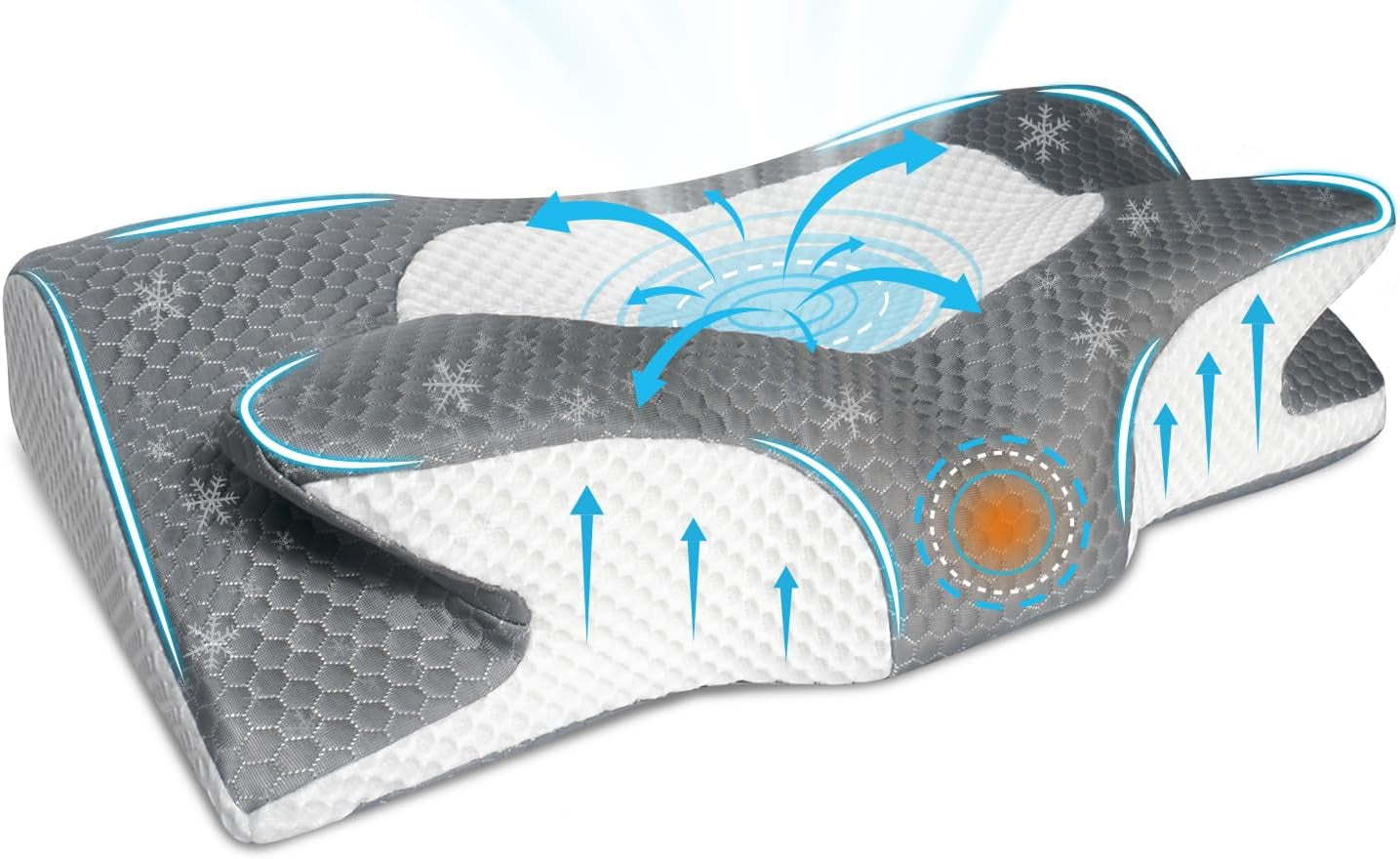 IDEA Pillow Memory Foam-Kissen, ergonomisches Kissen, orthopädisches Kissen für Nackenschmerzen, Schlafkissen für seitliche Rücken- und Bauchschmerzen, Nackenkissen, Anti-Schnarch-Kissen für Erwachsene, orthopädische Halskissen, Naty Shop