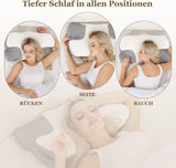 Wellsync Nackenkissen, ergonomisches Kissen, Memory-Schaum-Kissen, orthopädisches Kissen für Seitenschläfer, Rückenschläfer, Bauchschläfer, Nackenschmerzen, weiß, grau, orthopädische Nackenkissen, Naty Shop
