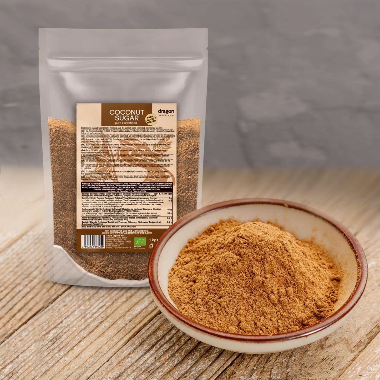 Kokosnusszucker – 100 % biologisch, unraffiniert, 1 kg Süßstoffe Naty Shop