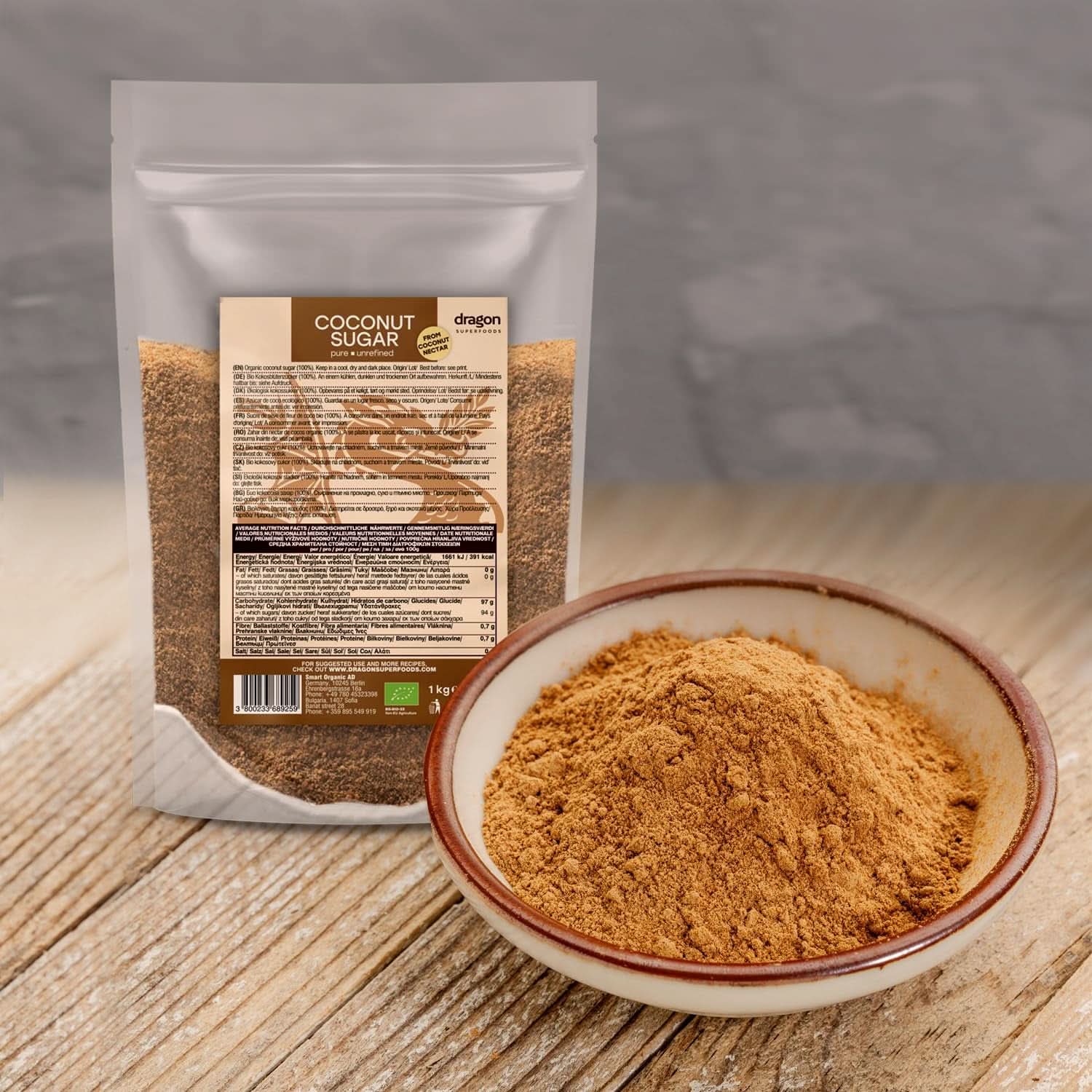 Kokosnusszucker – 100 % biologisch, unraffiniert, 1 kg Süßstoffe Naty Shop