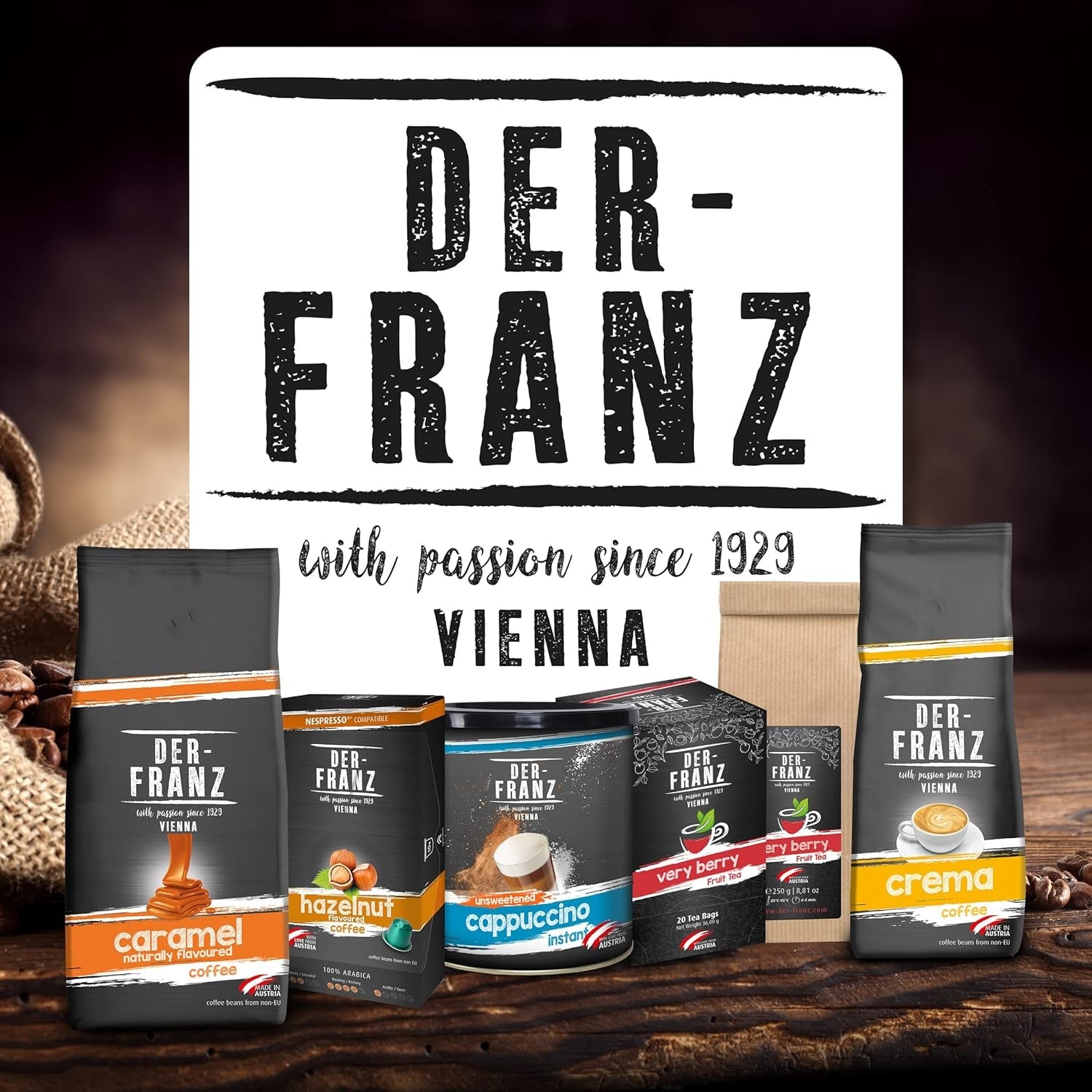 DER-FRANZ Kaffee Crema, Intensität 4/5, 100 % Arabica, ganze Kaffeebohnen, 3 x 500 g