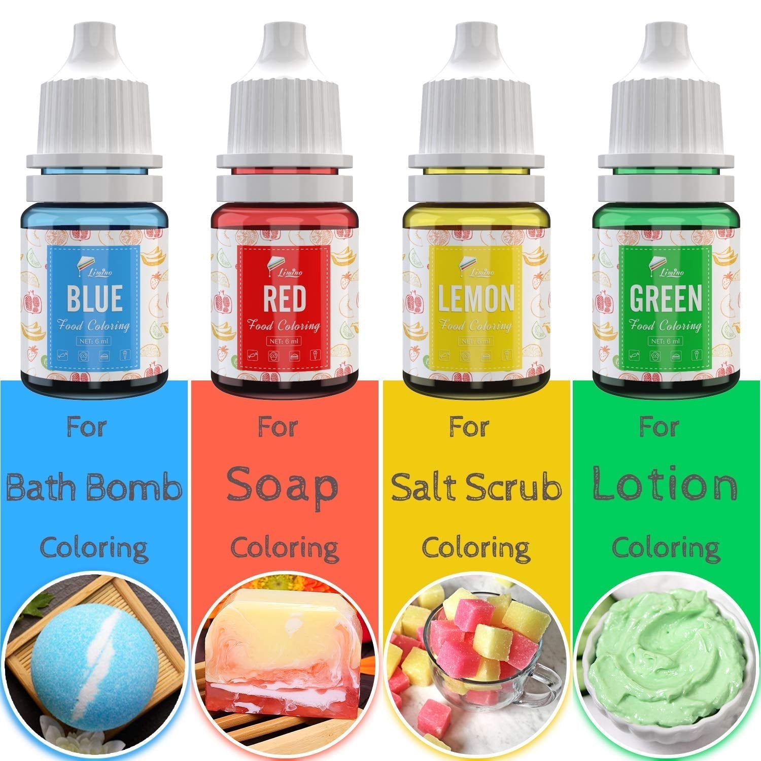 Lebensmittelfarbe in 12 Farben – flüssige Lebensmittelfarbe zum Backen von Kuchen, Keksen, Makronen, Fondant – lebendige Lebensmittelfarbe zum Dekorieren und Kochen, Airbrushen, DIY-Seifen – je 6 ml