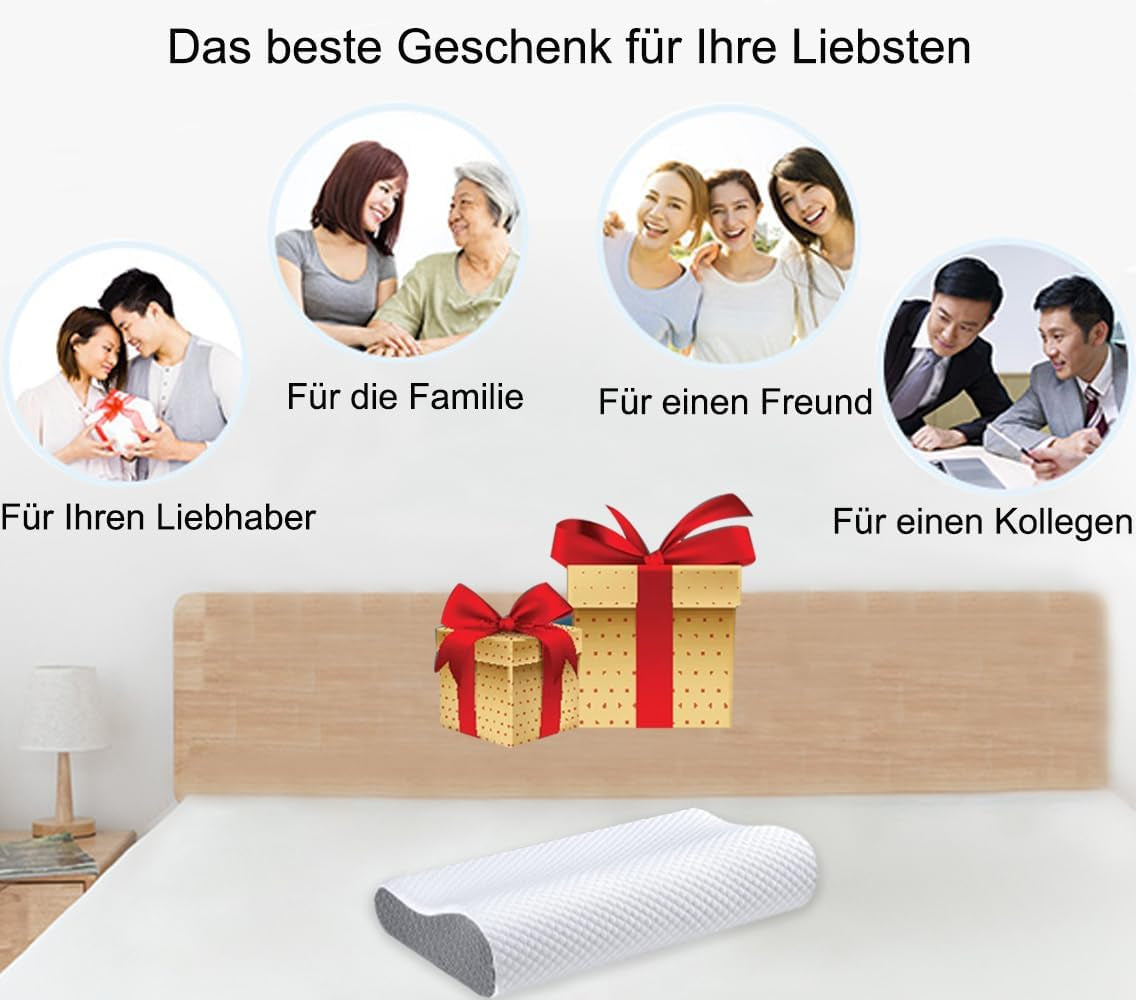 Ecosafeter Memory Foam Kissen Nackenstützkissen Ergonomisches Nackenkissen für verschiedene Schlafpositionen mit abnehmbarem Bezug Zervikale orthopädische Kissen Naty Shop