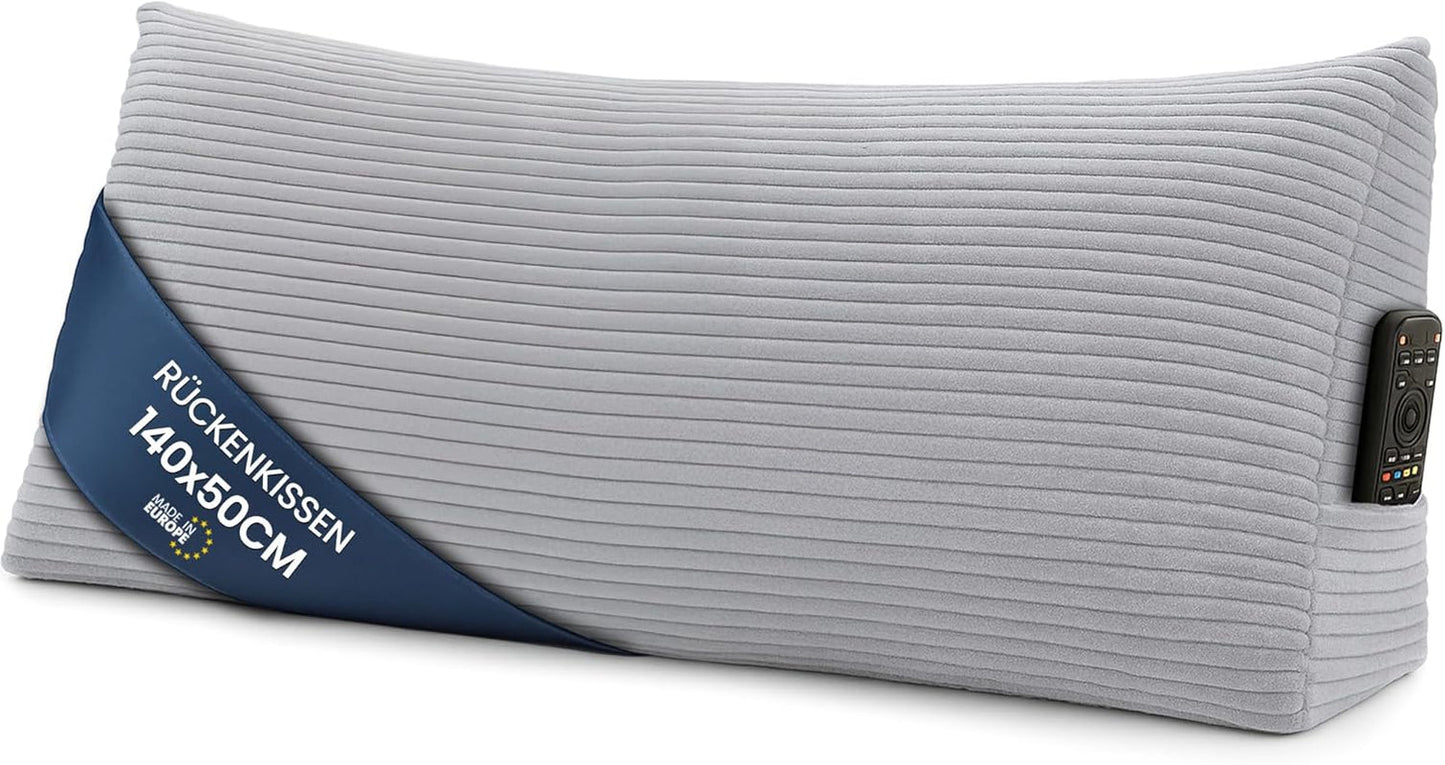 Federkissen, Rückenkissen, Samtkissen, Breite 70 cm – Lesekissen für Bett, Sofa und Sofa, großes Sofakissen, Wandkissen, Sofakissen, Lesekissen, Rückenstützkissen, hellgrau