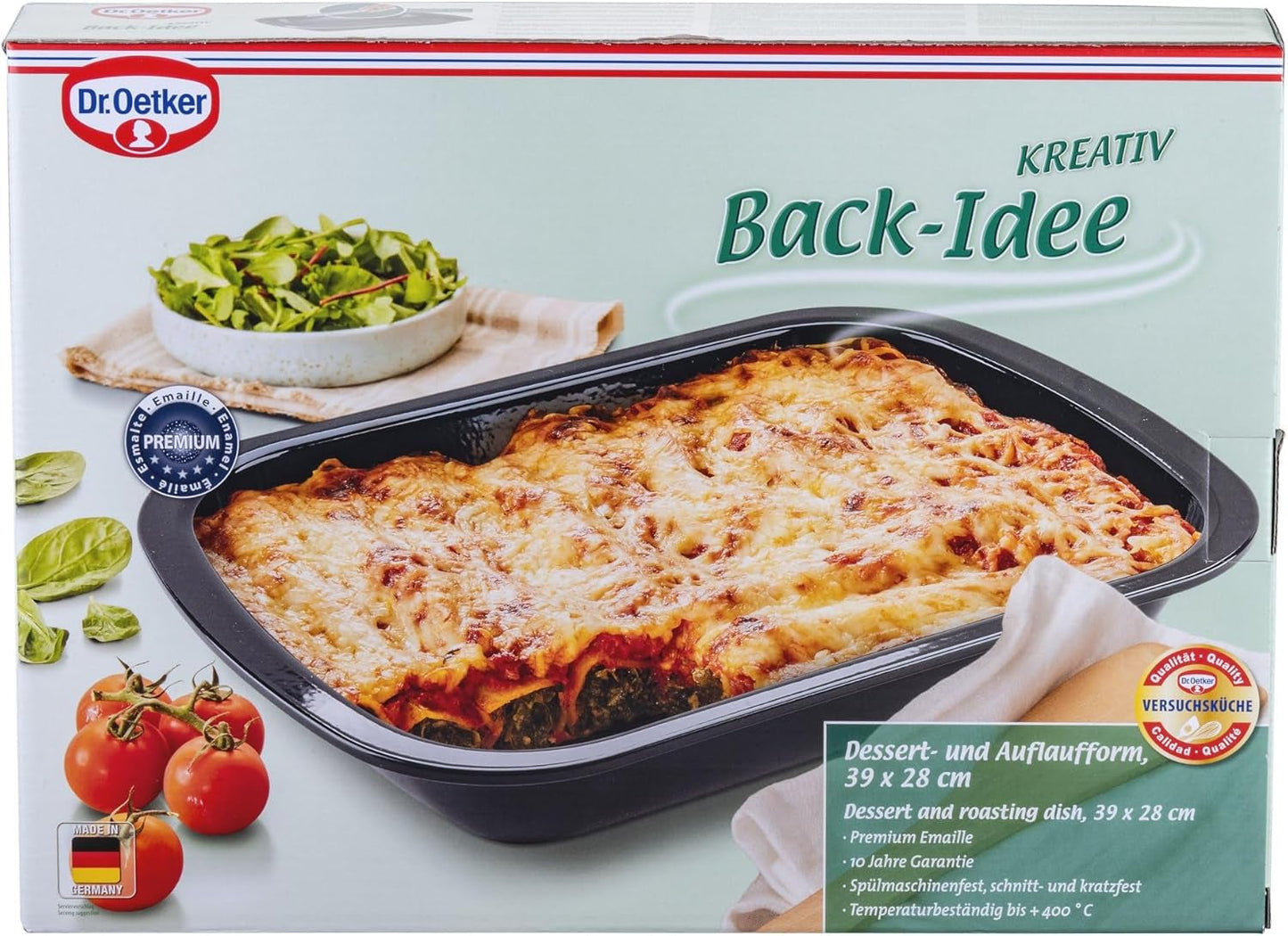 Dr. Oetker Back-Idee Kreativ Dessert- Und Auflaufform Aus Emaille, 39,5 X 28 X 6,5 Cm– Hitzebeständig Bis 400°C, Schnittfest, Kratzfest, Induktionsgeeignet, Schwarz Formen und Backbleche Naty Shop