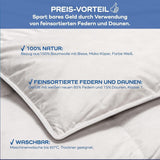 Allnights - Leichte Komfortbettdecke 135X200 100 % neue Federn und Daunen, für Allergiker geeignet, waschbar bis 60°C, hergestellt in Deutschland Bettdecken und Steppdecken Naty Shop