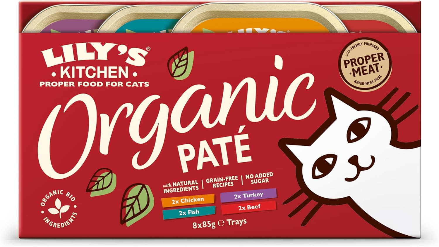 Lily's Kitchen Nassfutter für ausgewachsene Katzen mit natürlichen Inhaltsstoffen, Multi-Tablett-Packung, Bio-Tortengetreidefrei, 4 x (8 x 85 g)