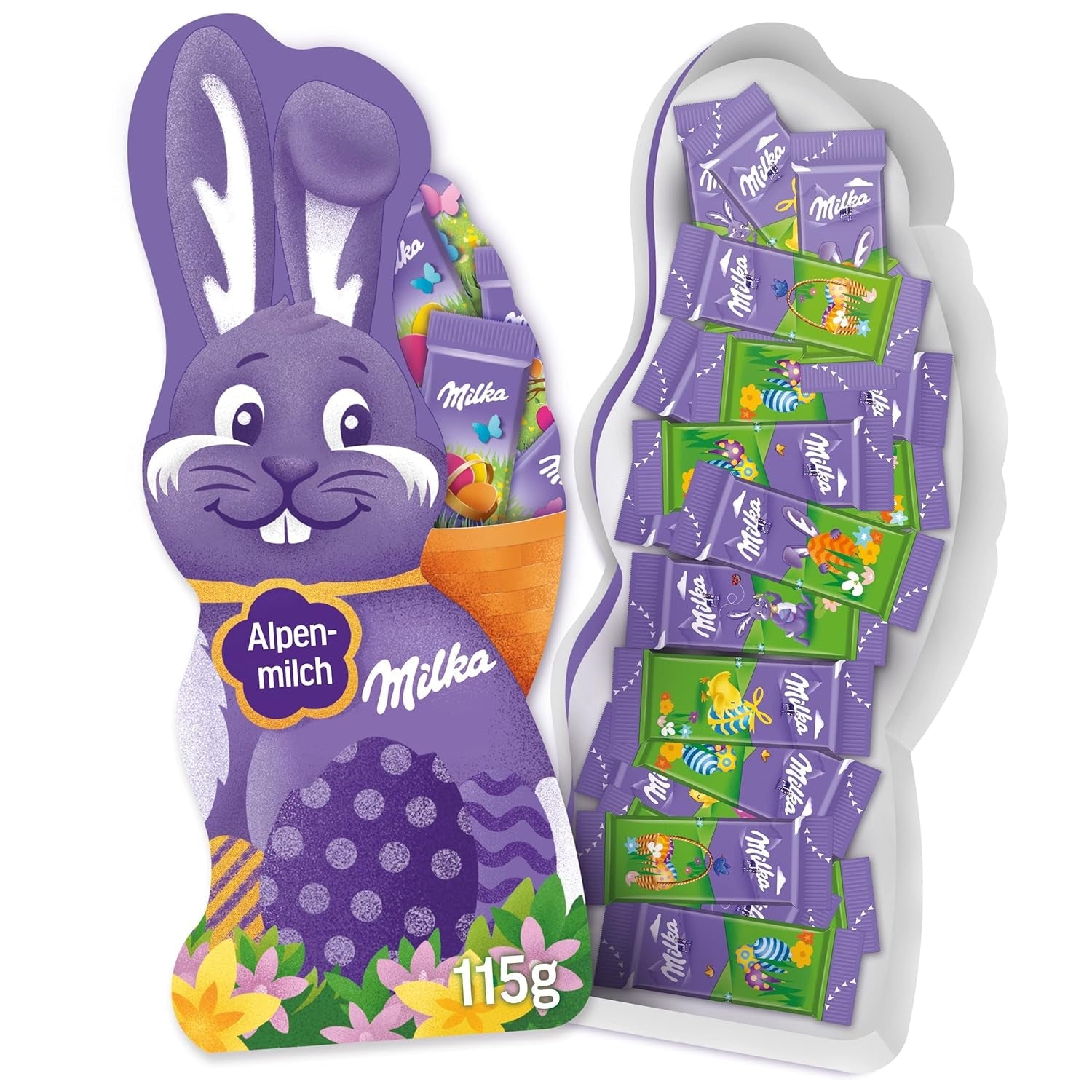 Milka Naps Smiling Bunny – Alpenmilch-Osterschokolade in einer entzückenden Geschenkbox – 115 g