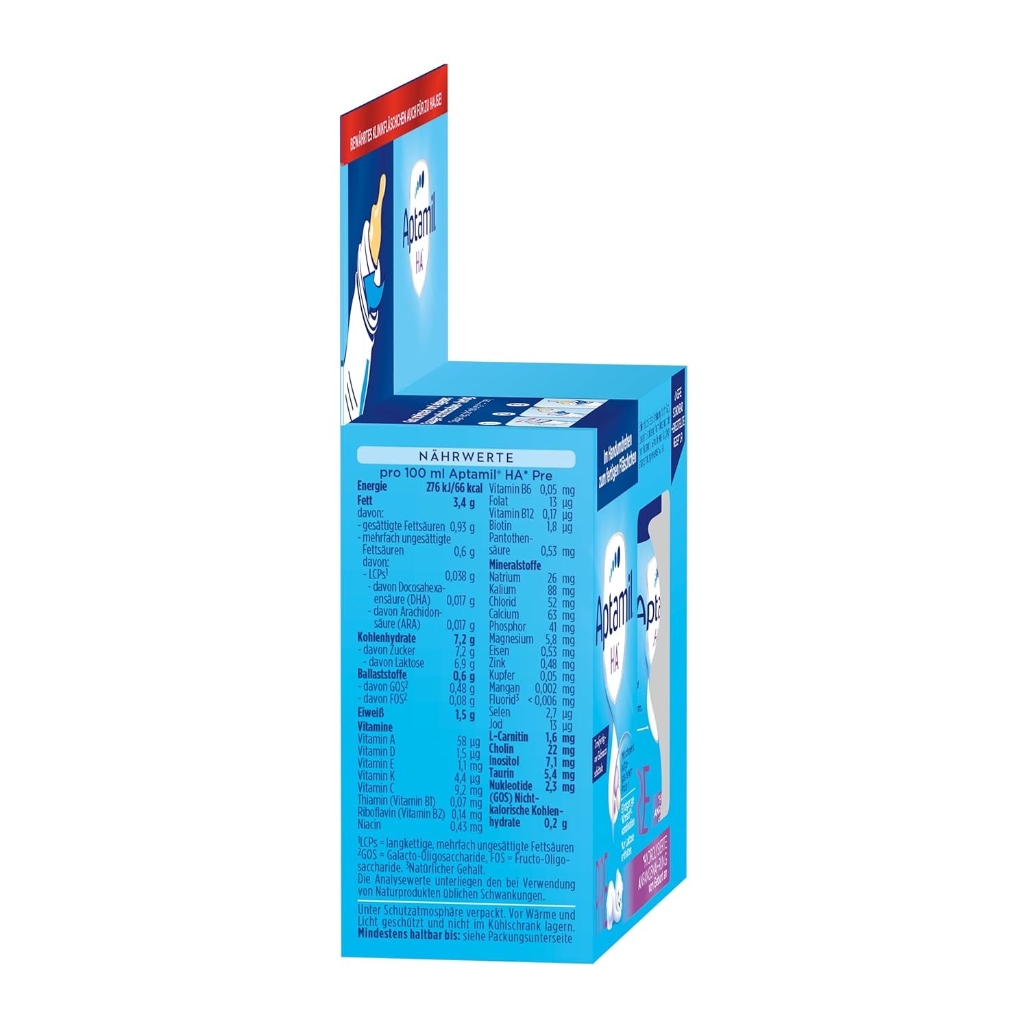 Aptamil HA Pre Ready to Drink – Hydrolysierte Milch für Säuglinge ab der Geburt – 4 x 2 x 90 ml