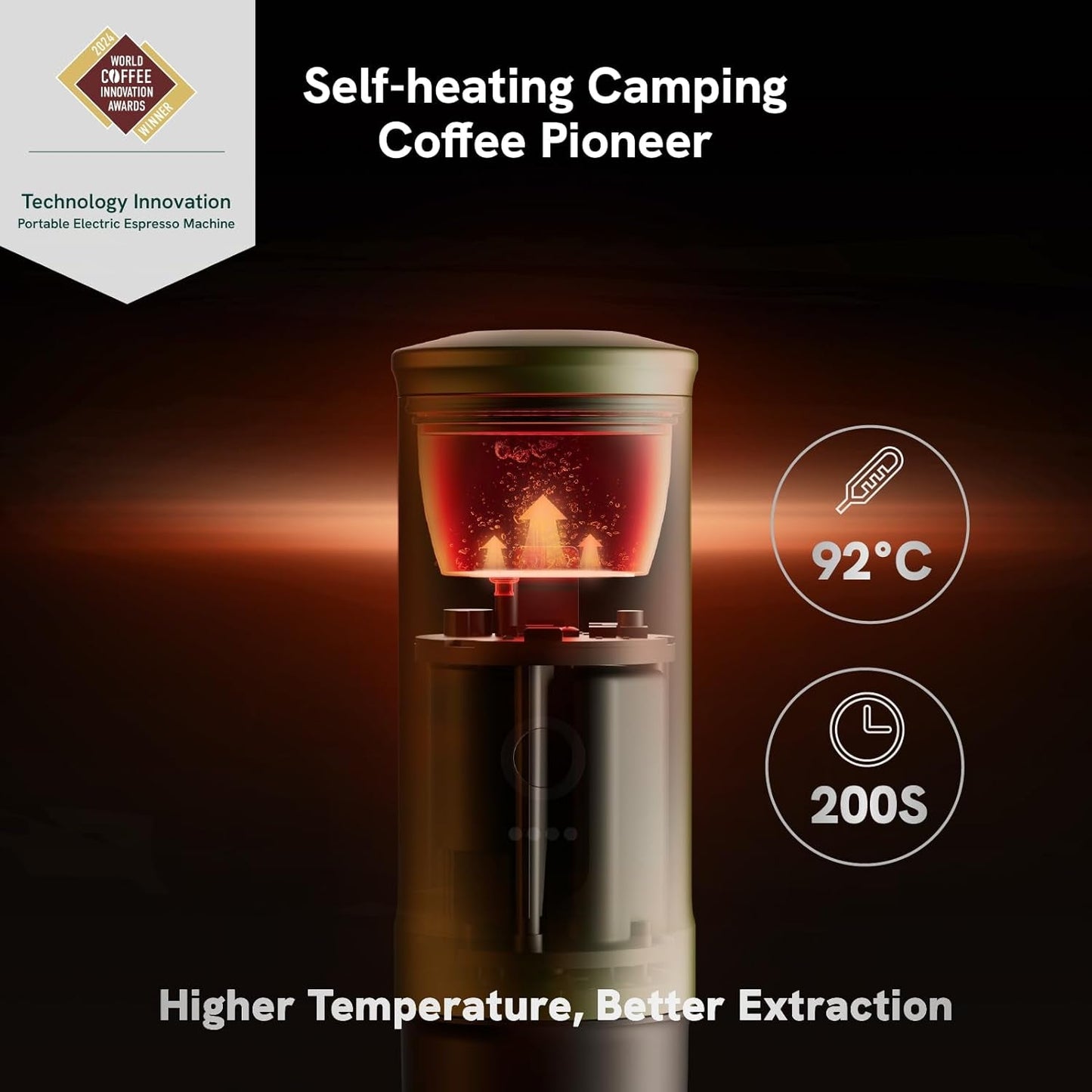 OutIn Nano tragbare elektrische Espressomaschine, Camping-Kaffeemaschine, USB-C selbsterhitzend, kompatibel mit gemahlenem Kaffee und NS-Kapseln