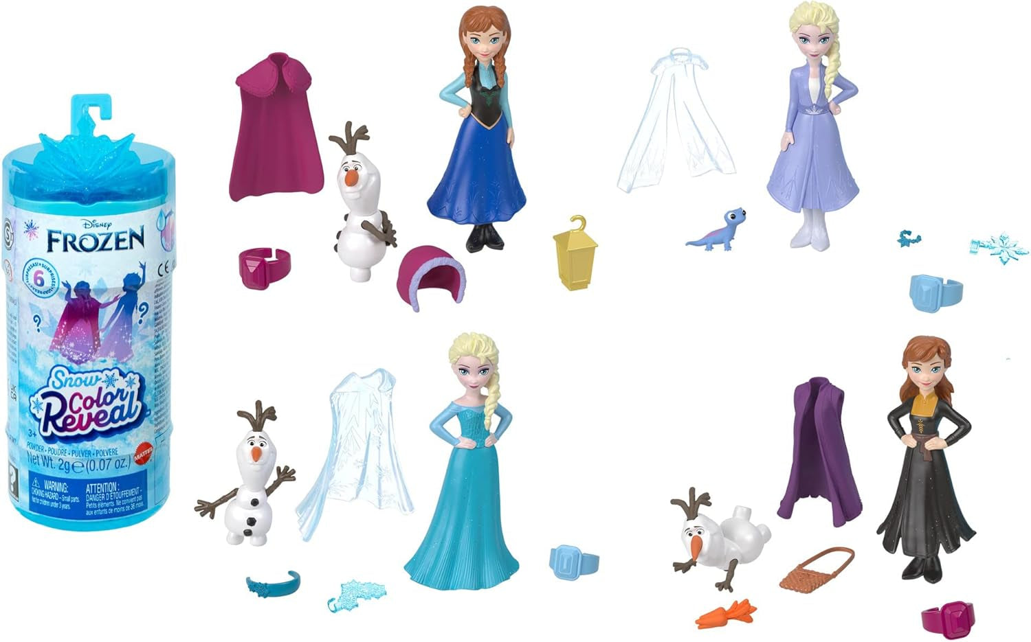 Mattel Disney Frozen Ice Reveal Squishy Ice Gel Doll und 6 Überraschungen, inklusive Friends-Figur und Zubehör (Puppen können variieren) HRN77 Naty Shop Dolls Snow Color Reveal Dolls