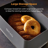 Tower T826175GRY Renaissance-Brotkorb, Fassungsvermögen 16 l, Einzeldeckel, grau Lebensmittelaufbewahrungsboxen Naty Shop