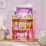Kidkraft Kayla Holzpuppenhaus mit Möbeln und Zubehör, 3-stöckiges Spielset für 30-cm-Puppen, Spielzeug für 3-Jährige, 65092 – Exklusiv im Naty Shop von Amazon Dollhouses