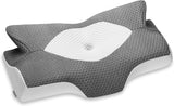 Elviros atmungsaktives Kissenbezug-Kissen, 64 x 12,5/10,5 x 38 cm, Grau (nur Kissenvorderseite), orthopädische Zervikalkissen, Naty Shop, Dunkelgrau