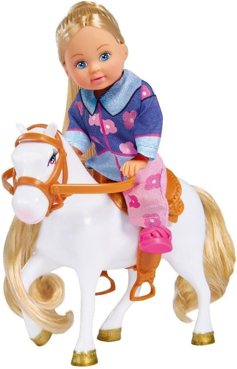 Simba 105737460 – Evi Love Evi Pferdeanhänger mit rosa Jeep, lila Pferd und Pony-Anhänger, Ankleidepuppe, 12 cm, für Kinder ab 3 Jahren. Puppen Naty Shop
