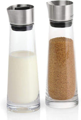 blomus -MACCHIATO- Zucker- und Sahneset aus Glas, Fassungsvermögen 180 ml, Edelstahldeckel, für Tee und Kaffee, hochwertige Verarbeitung, exklusive Optik (H/B/T: 17 x 5,4 x 5,4 cm, Transparent, 63510)