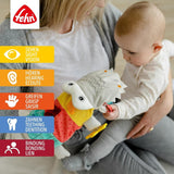Fehn Babyhandpuppe Krokodil – Plüschtier mit Rassel, Raschelpapier, Beißring und Quietscher – Babyhandpuppe – Knallspielzeug für Babys und Kleinkinder ab 6 Monaten Babyspielzeug Naty Shop